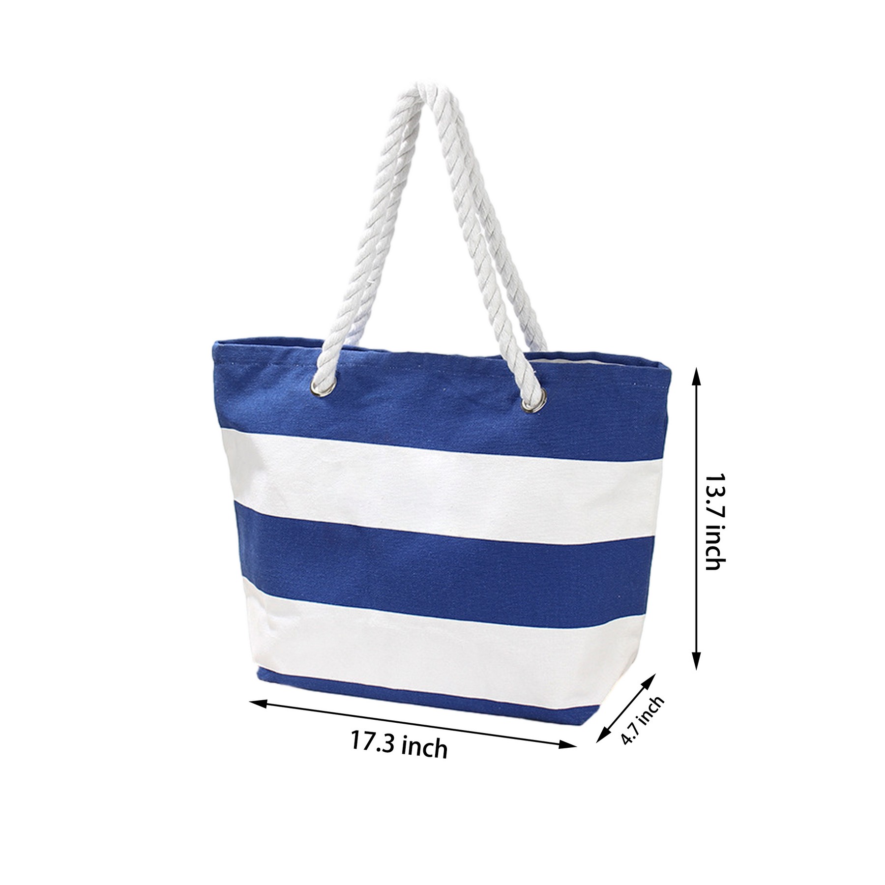 Rope Handles Canvas Tote Bag With Stripes 2