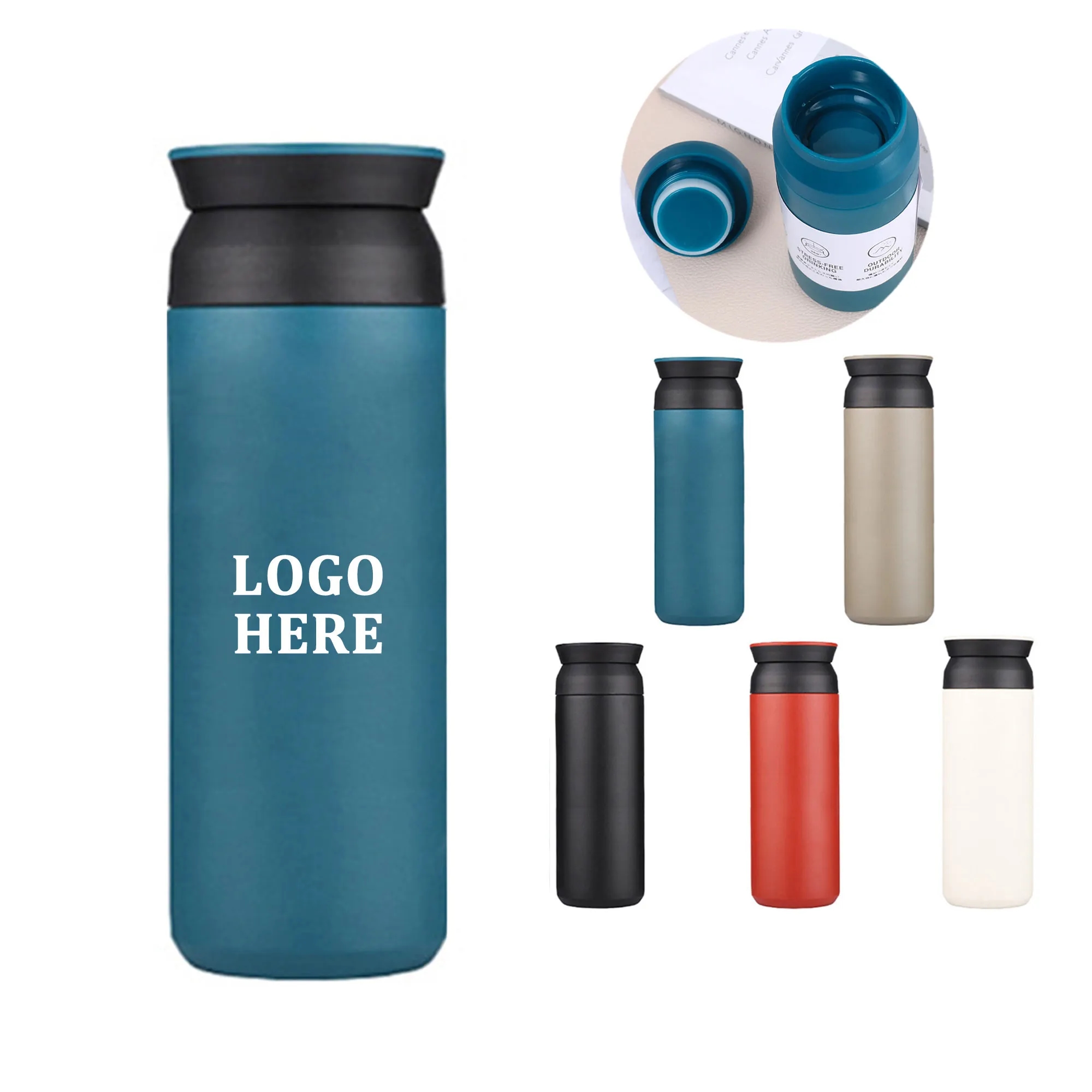 16 OZ Stainless Steel Water Bottle with Knob Lid 3