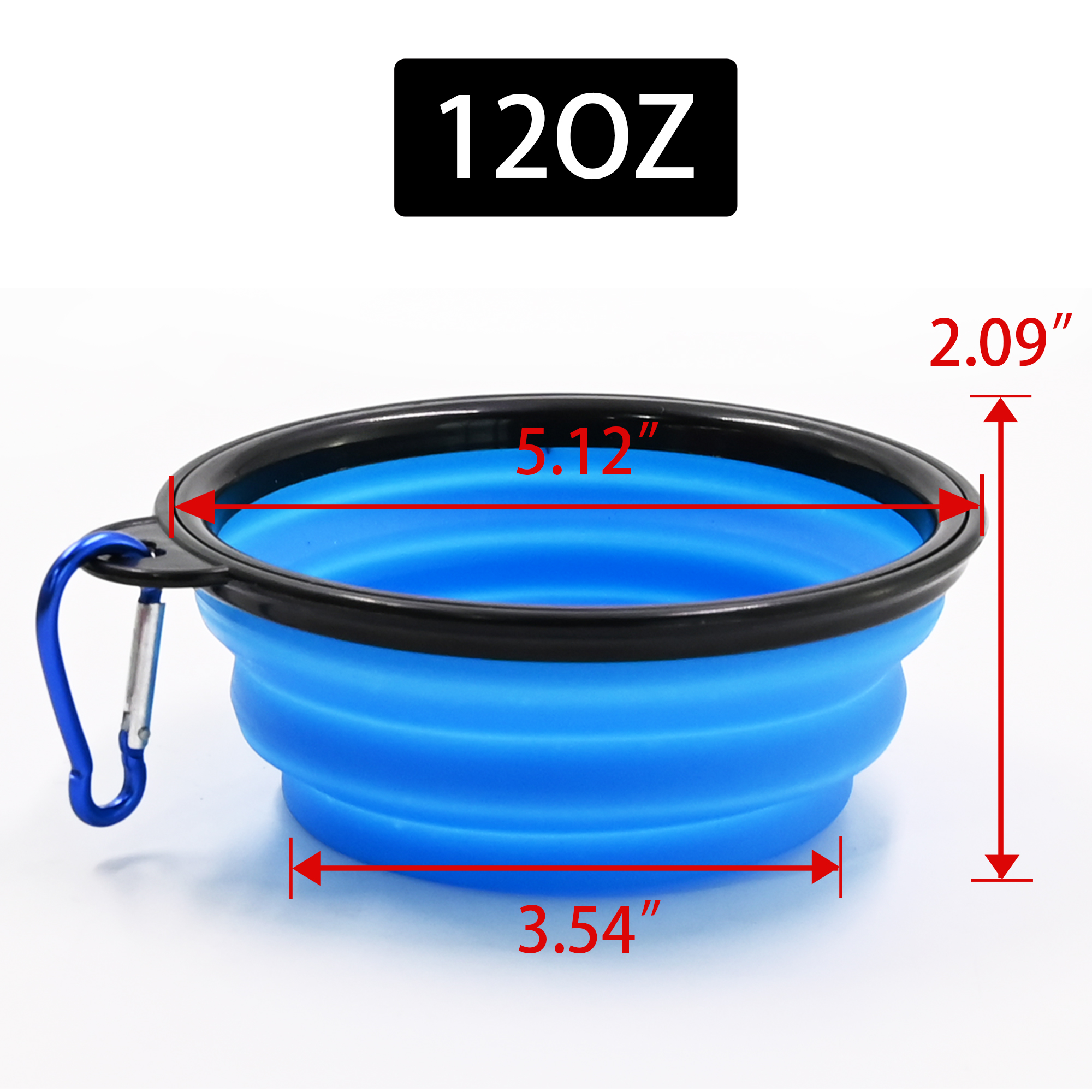 Compact Foldable Dog Bowl with Carabiner for Camping 2
