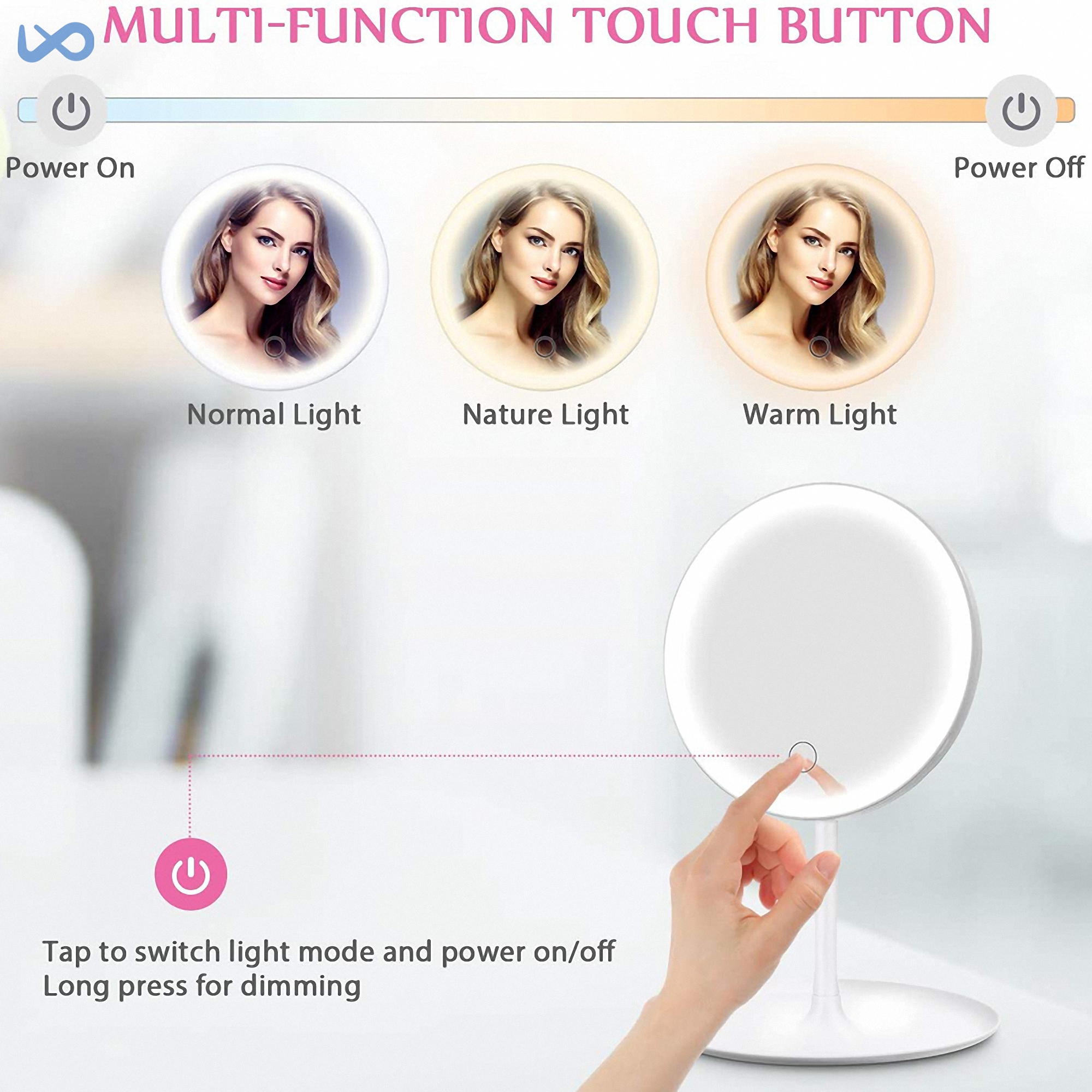 Rechargeable LED Makeup Mirror 3