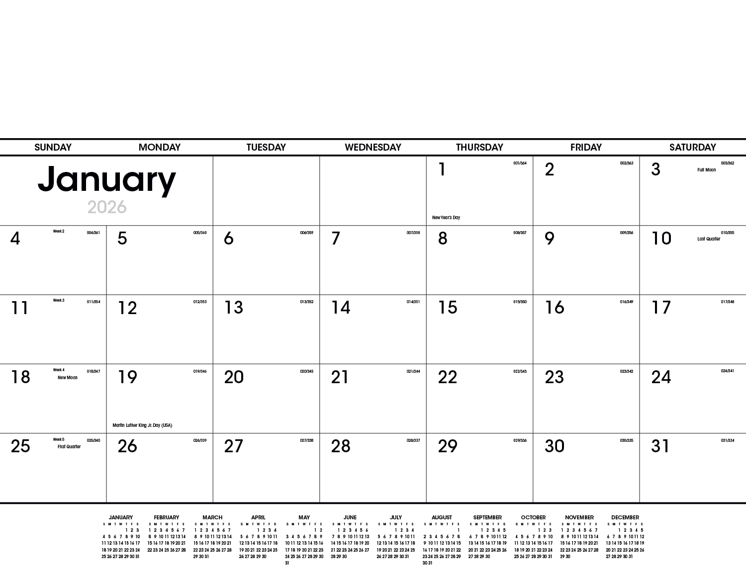 Triumph® Calendars Black & White Desk Pad