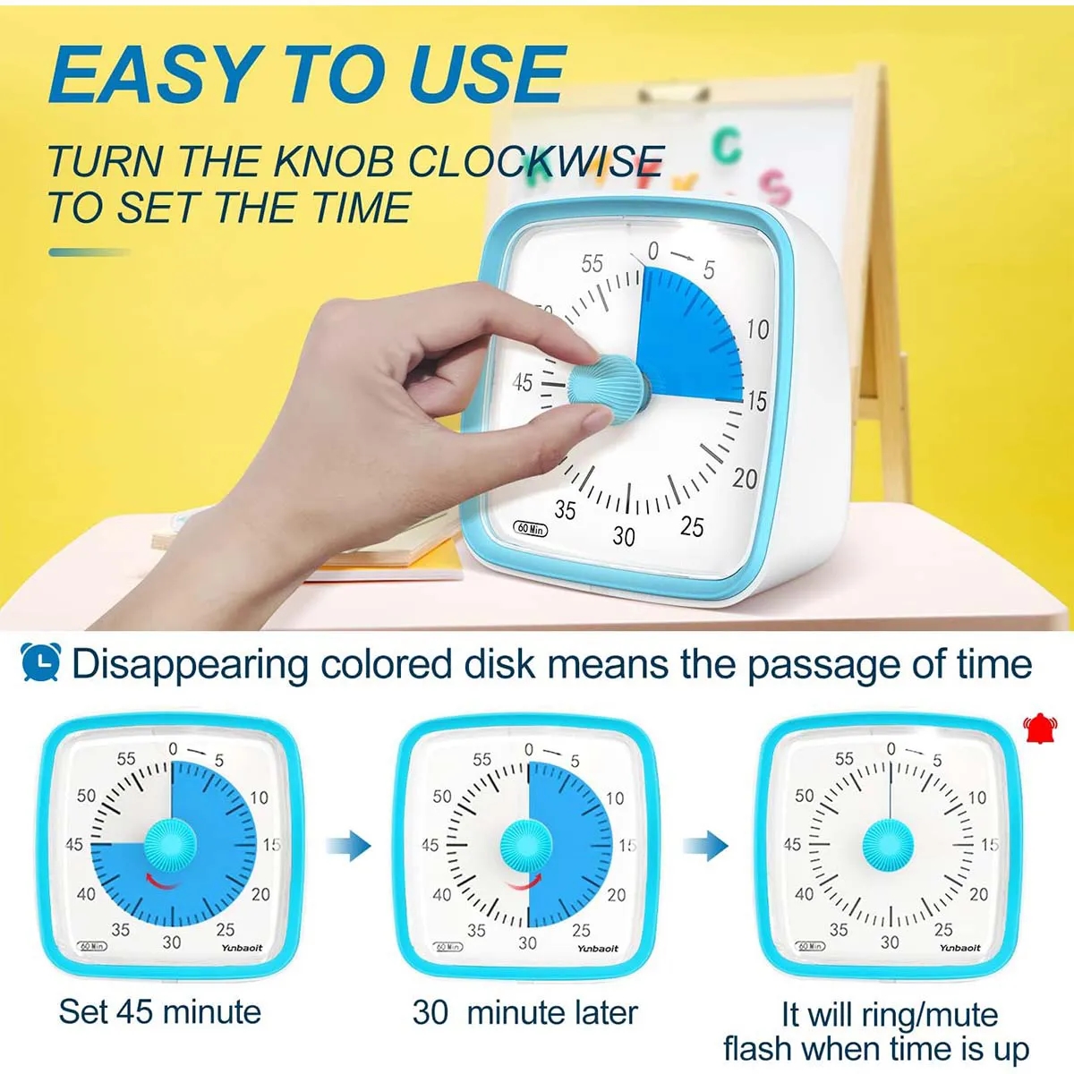 60-Minute Countdown Visual Silent Timer with Night Light 2