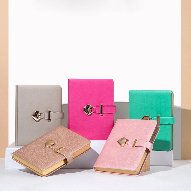PU Leather B6 Heart Lock Diary Journal Gift Notebook 4