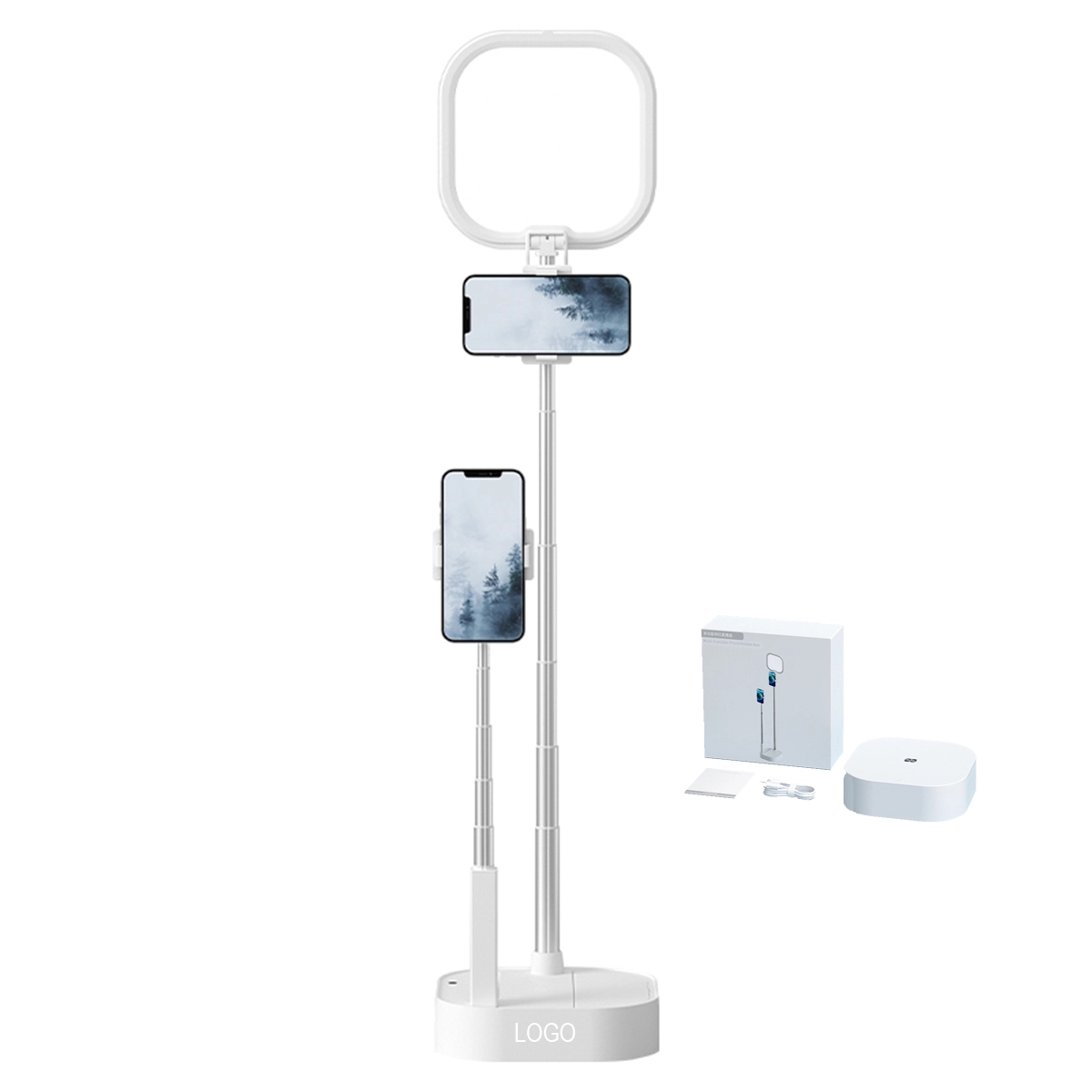 Foldable Selfie Light With 2 Phone Holder 2