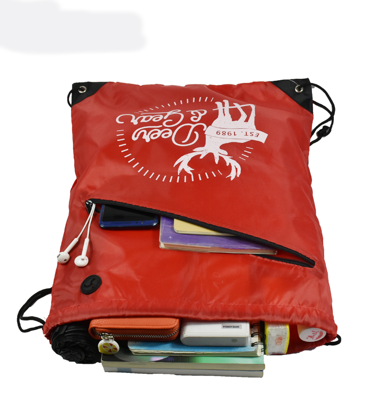 Drawstring Bag with Front Zipper Pocket 4