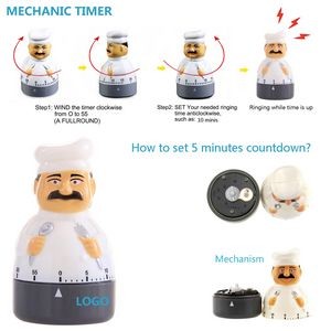Chef Figure Mechanical Countdown Clock Timer Alarm 18