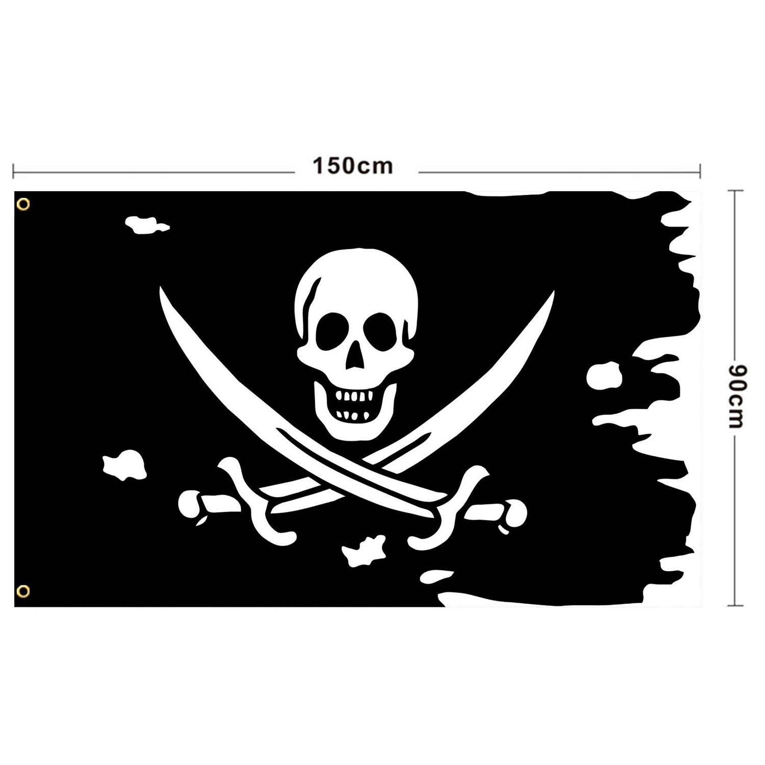 Old Skull Bones Pirate Banner Creepy Ragged Flag 4
