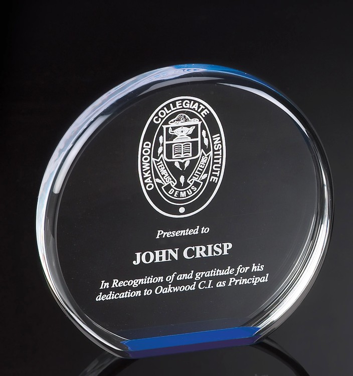 4" Diameter Blue Reflective Acrylic Award 1