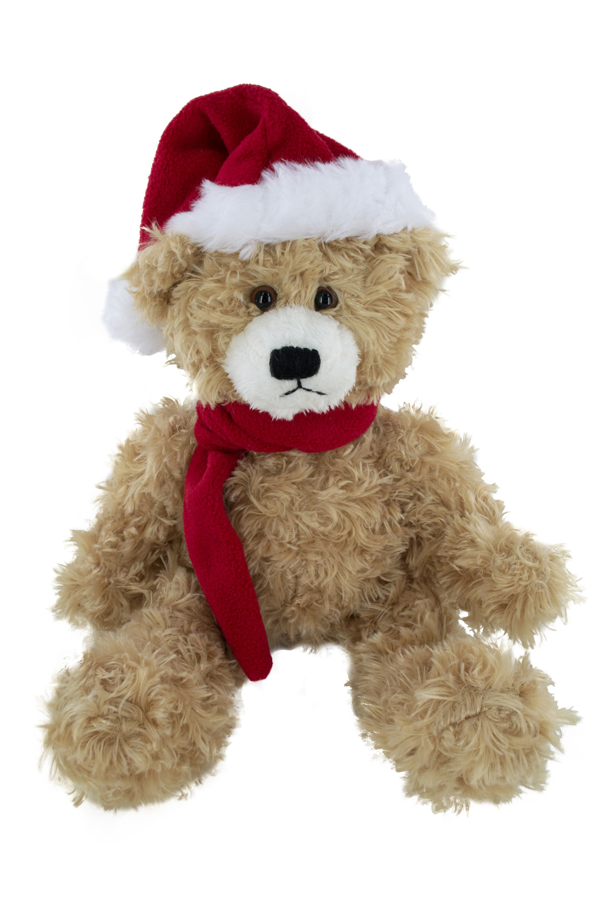 soft plush Beige Brandon Bear  with Christmas scarf &hat 3