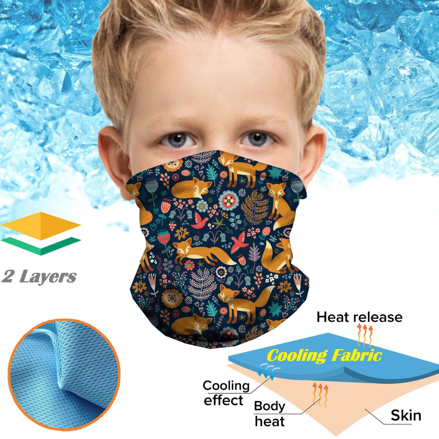 Kids Icy-Kool Neck Gaiter Reusable Summer Face Bandana Mask 2