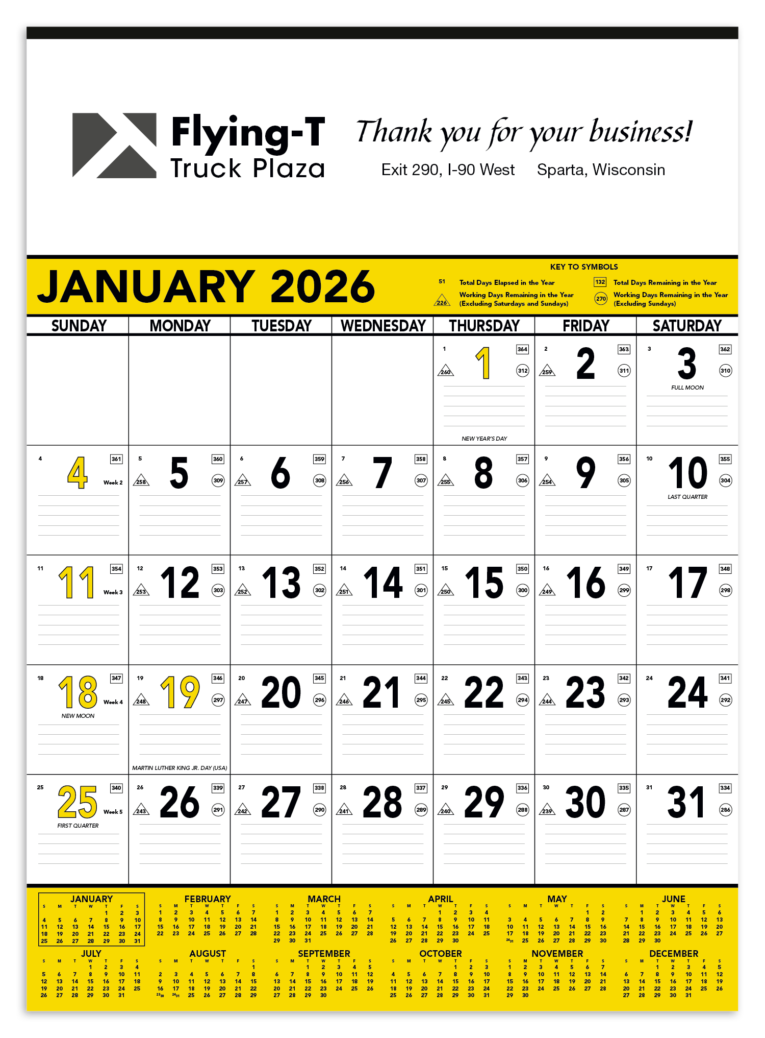 Triumph® Calendars Yellow & Black Contractor Memo Calendar 14