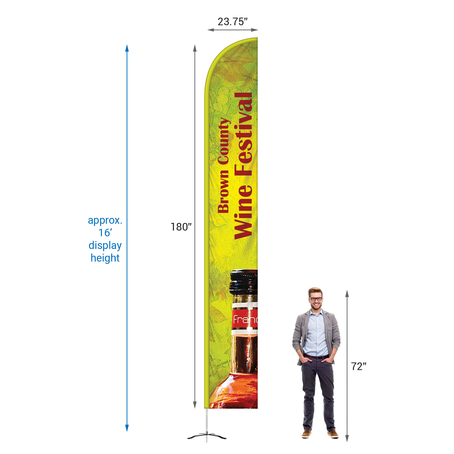 15' Double Sided Half Drop Banner w/ Premium Hardware & Cross Base 5