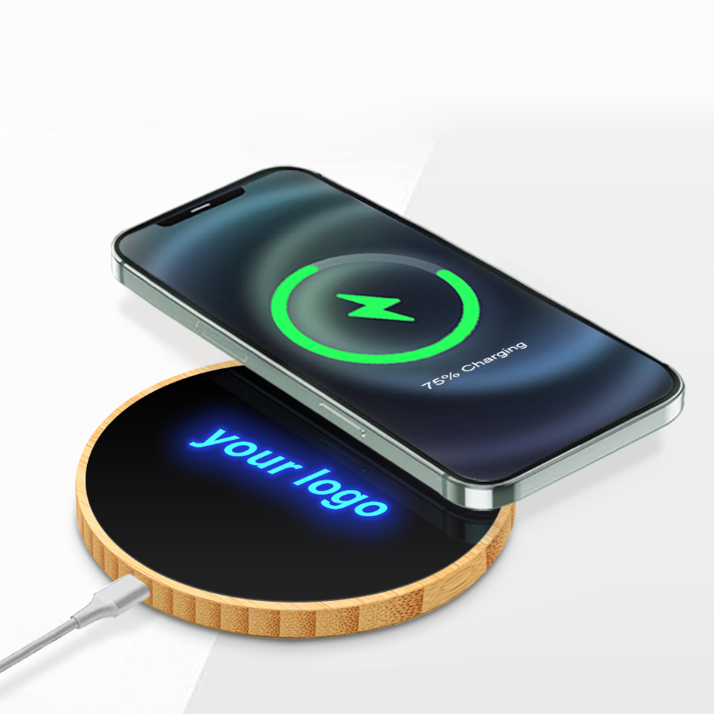 Evanston Bamboo Light Up Wireless Charger 15W 3