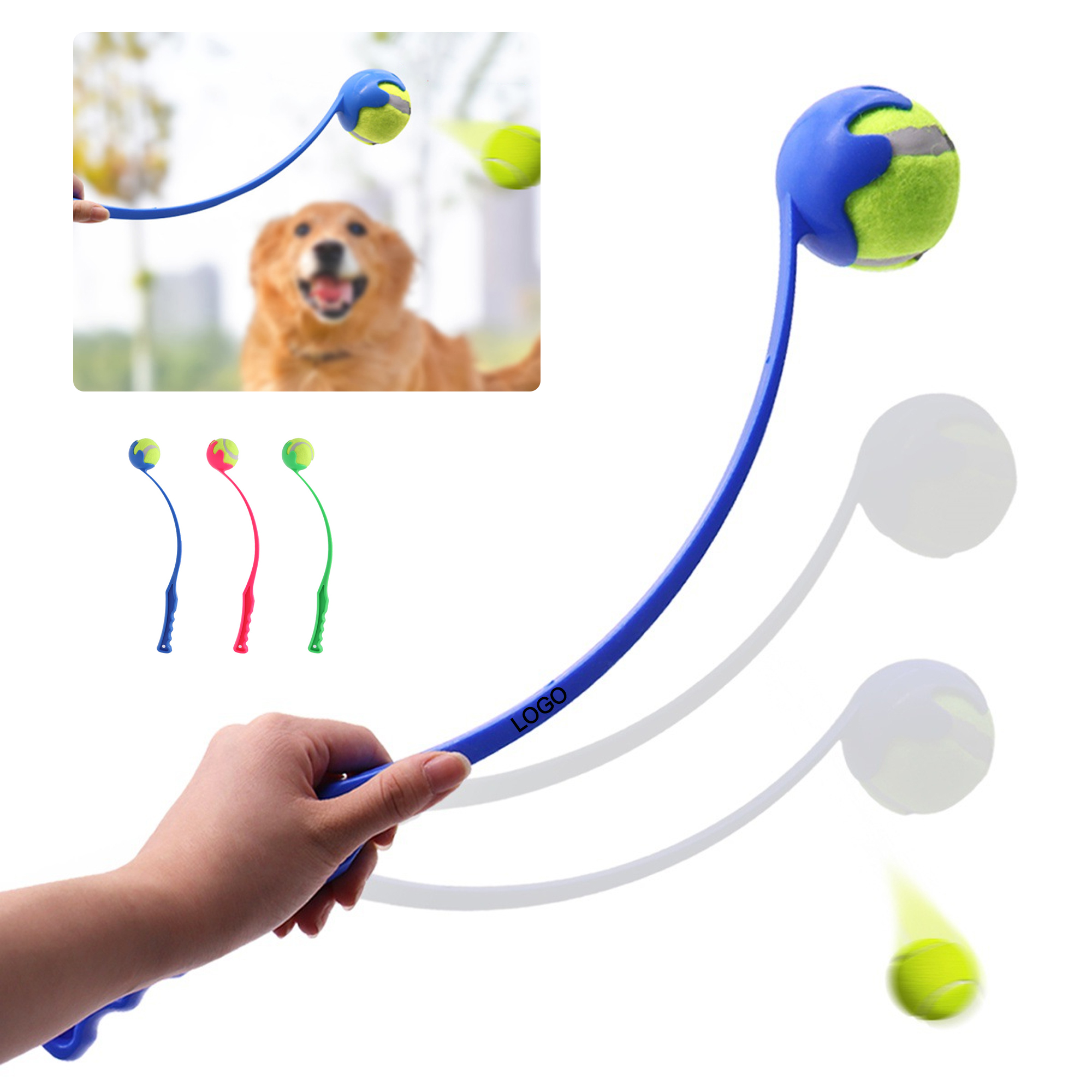 Tennis Ball Thrower Pet Toy With Ergonomic Handle 3