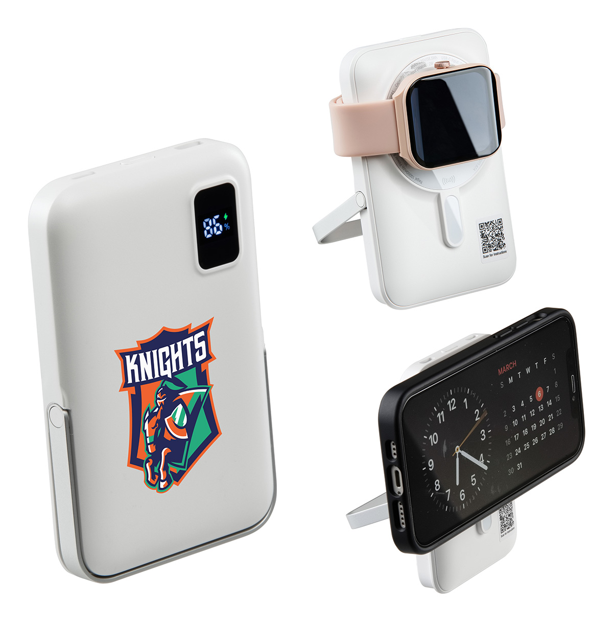 Regal 10000mAh 20W PD Power Bank w/15W Magnetic Wireless Charger, Watch Charger & Phone Stand 12