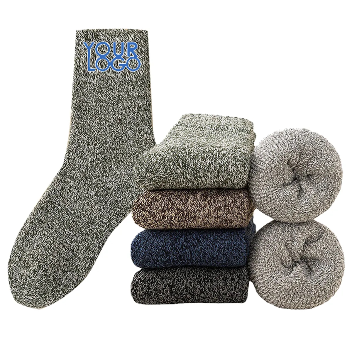 Thick Warm Fleece Wool Solid Winter Cotton Unisex Socks 3