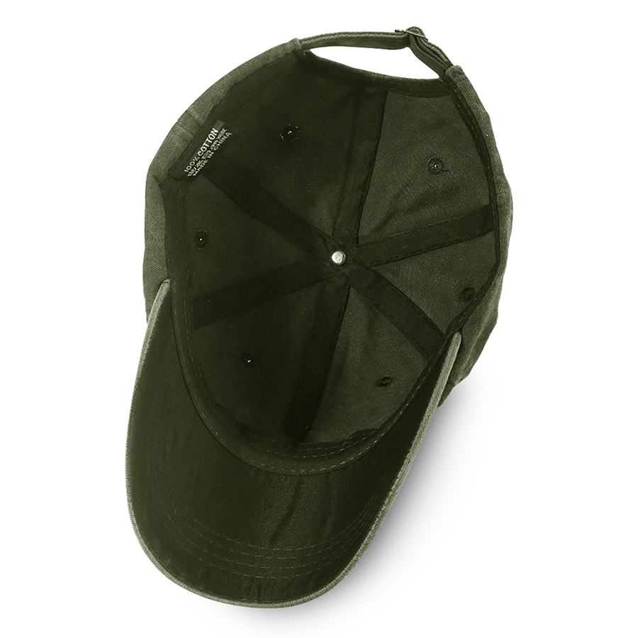 Stock Washed Cotton 6-Panel Baseball Cap w/ D-Ring Metal 42