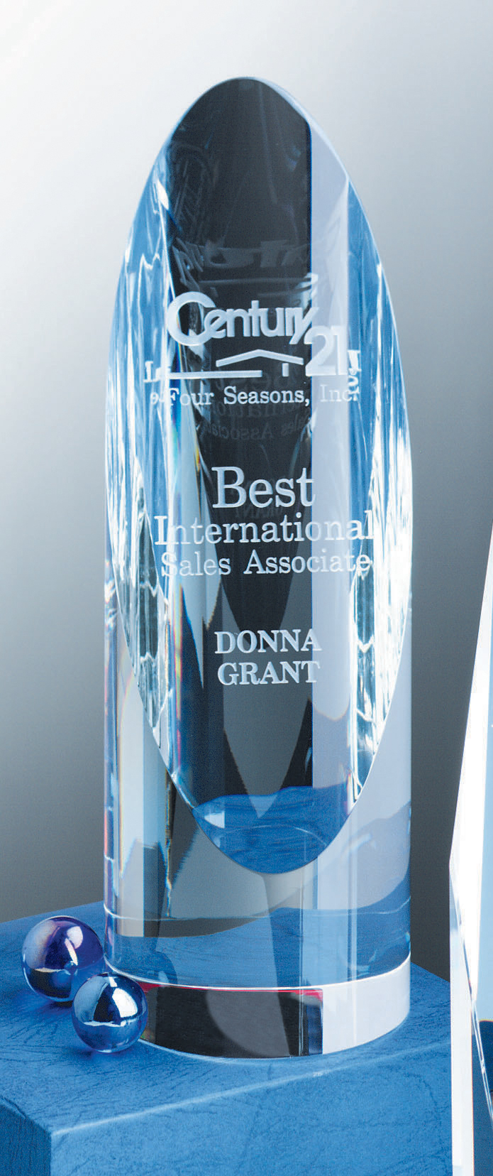 5" Crystal Cylinder Award 2