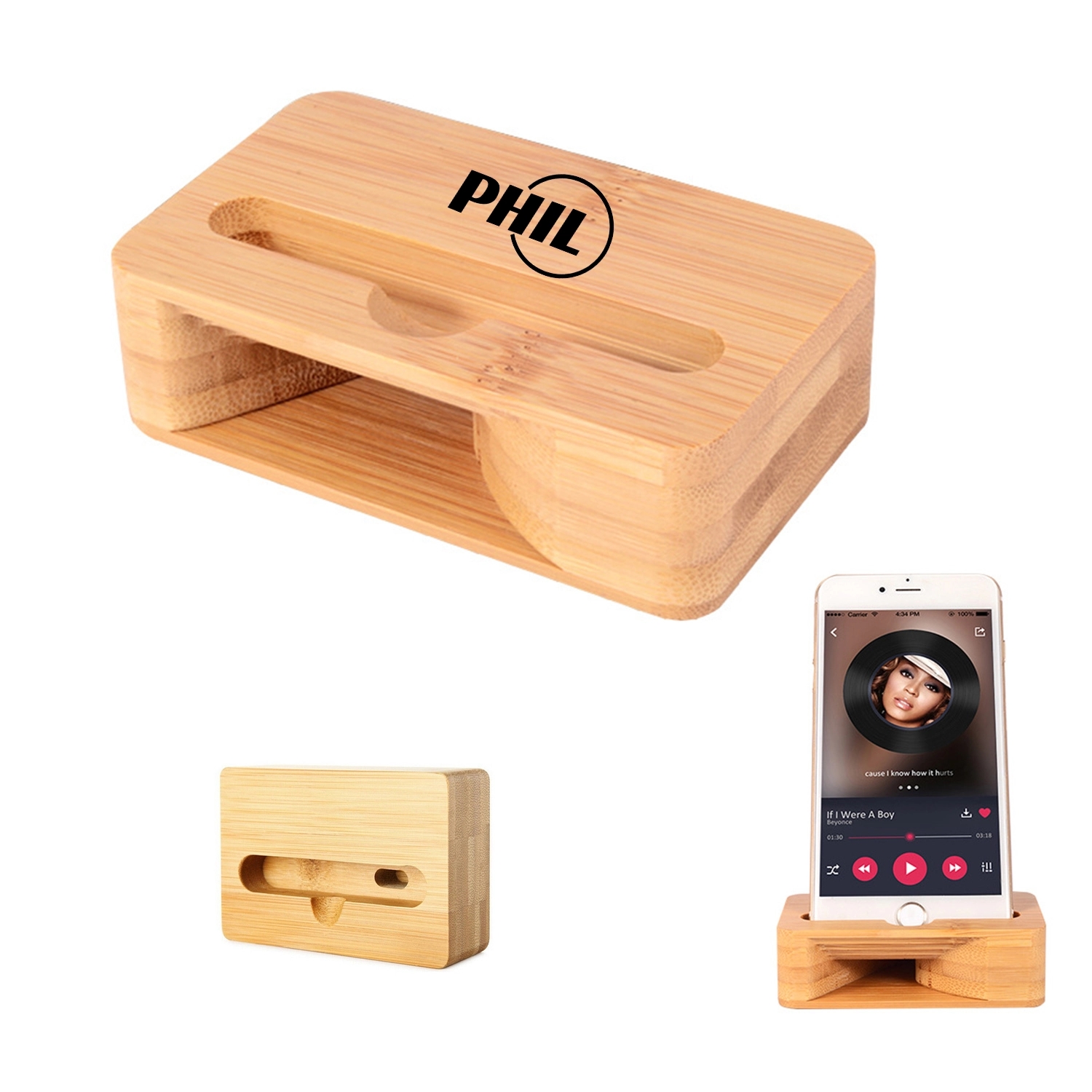 Bamboo Amplifying Phone Stand 1