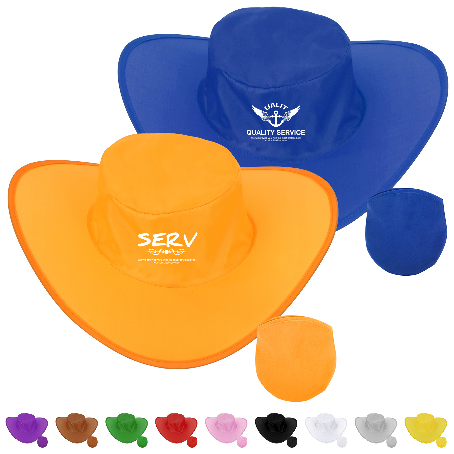 Foldable Polyester Advertising Cowboy Hat W/ Storage Bag 6