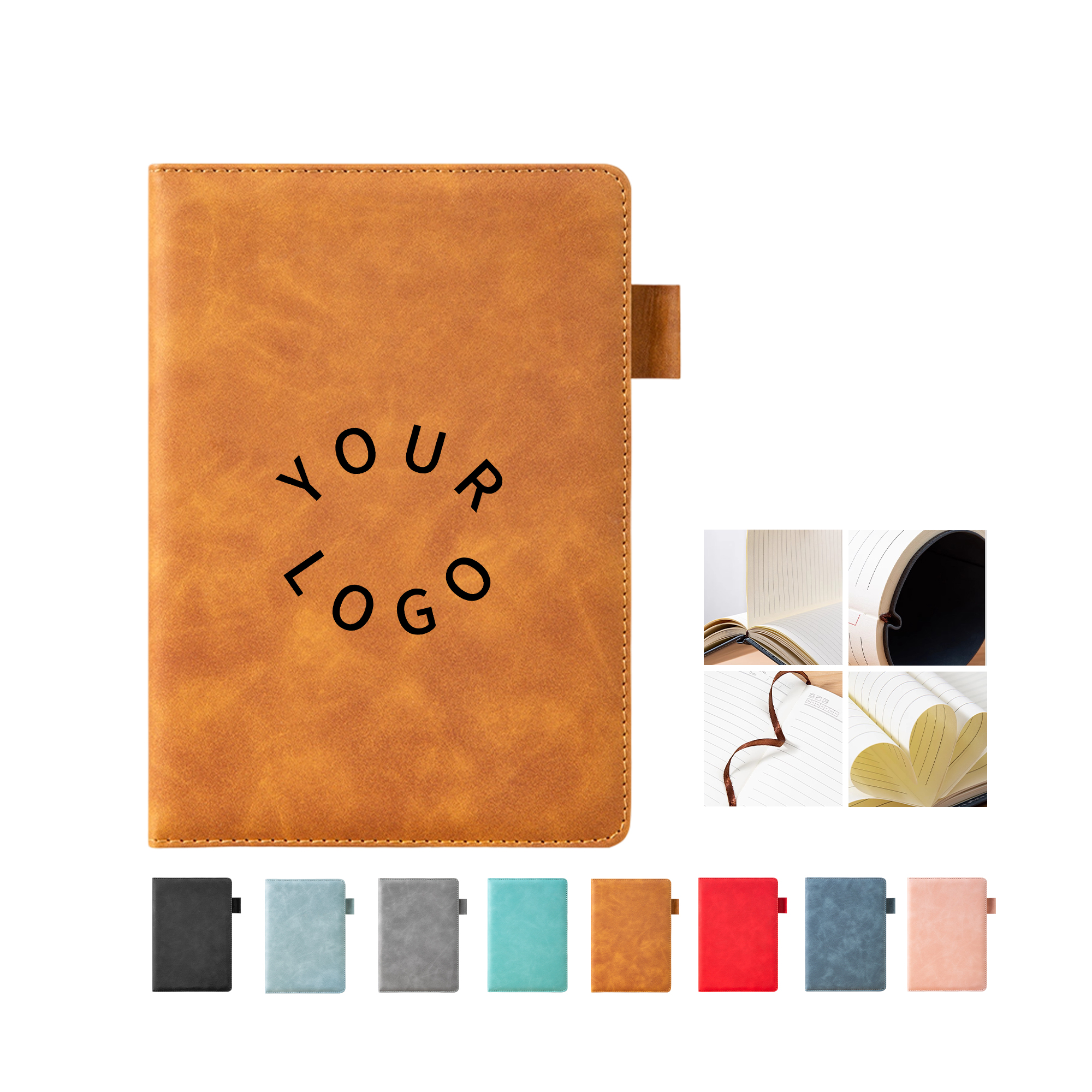 A5 Leather Cover Notebook With Pen 100 Sheets Soft Clear Design 12