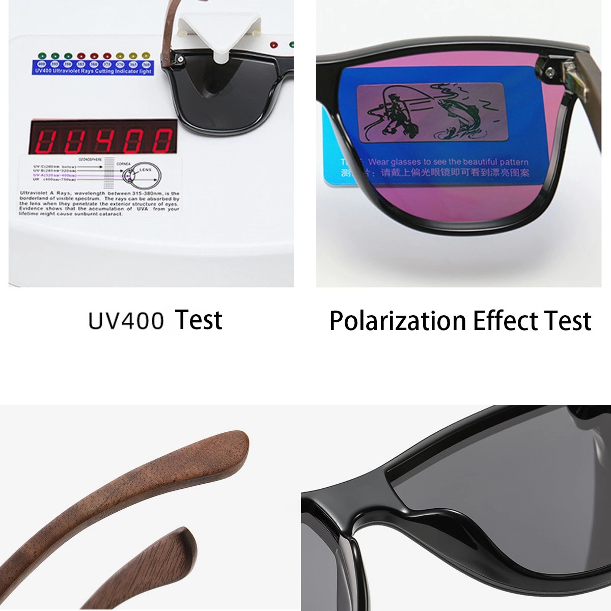 Customize Polarized Sunglasses With Wooden Frame Legs 2