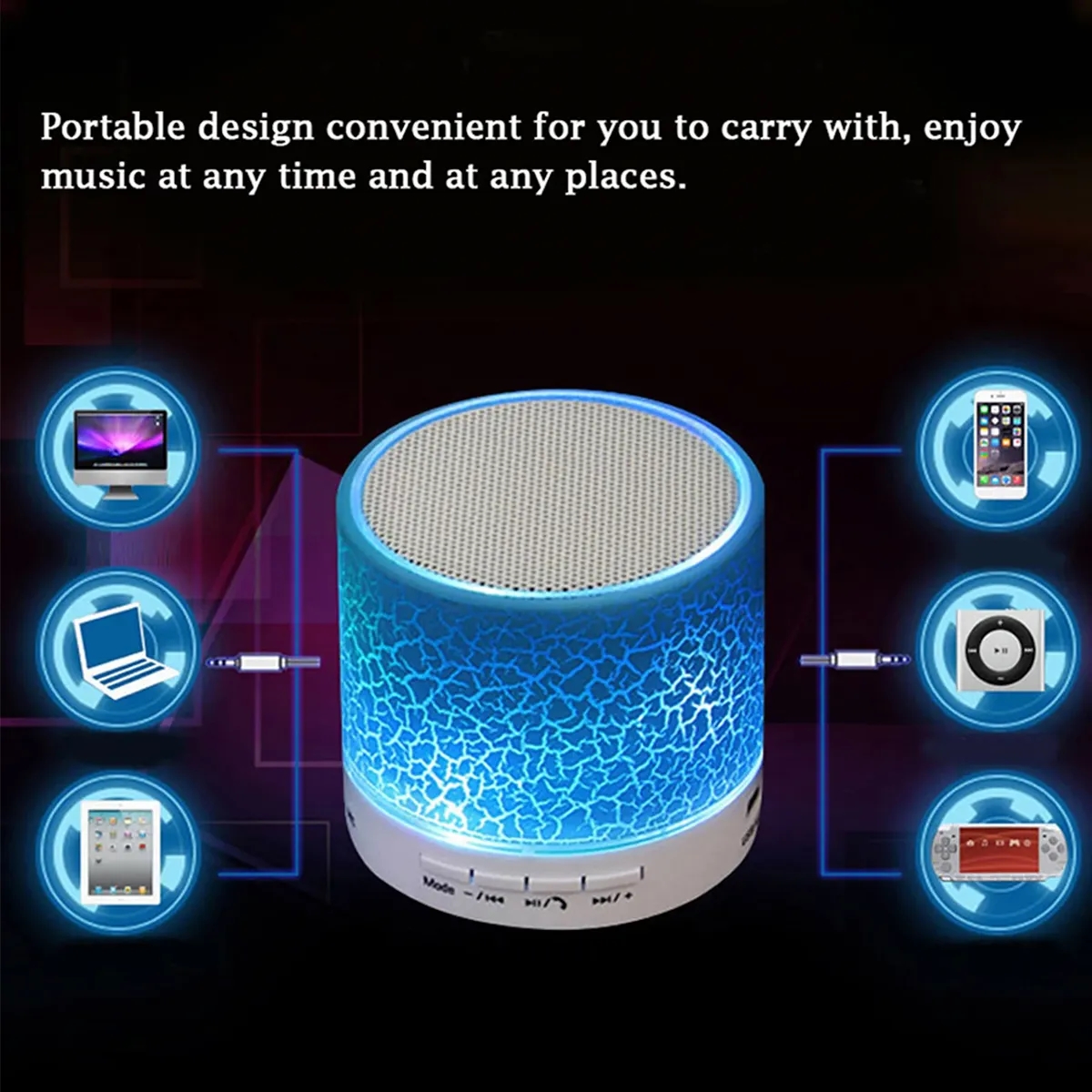 LED Light Luminous Mini Bluetooth Speaker Dancing Lights 9