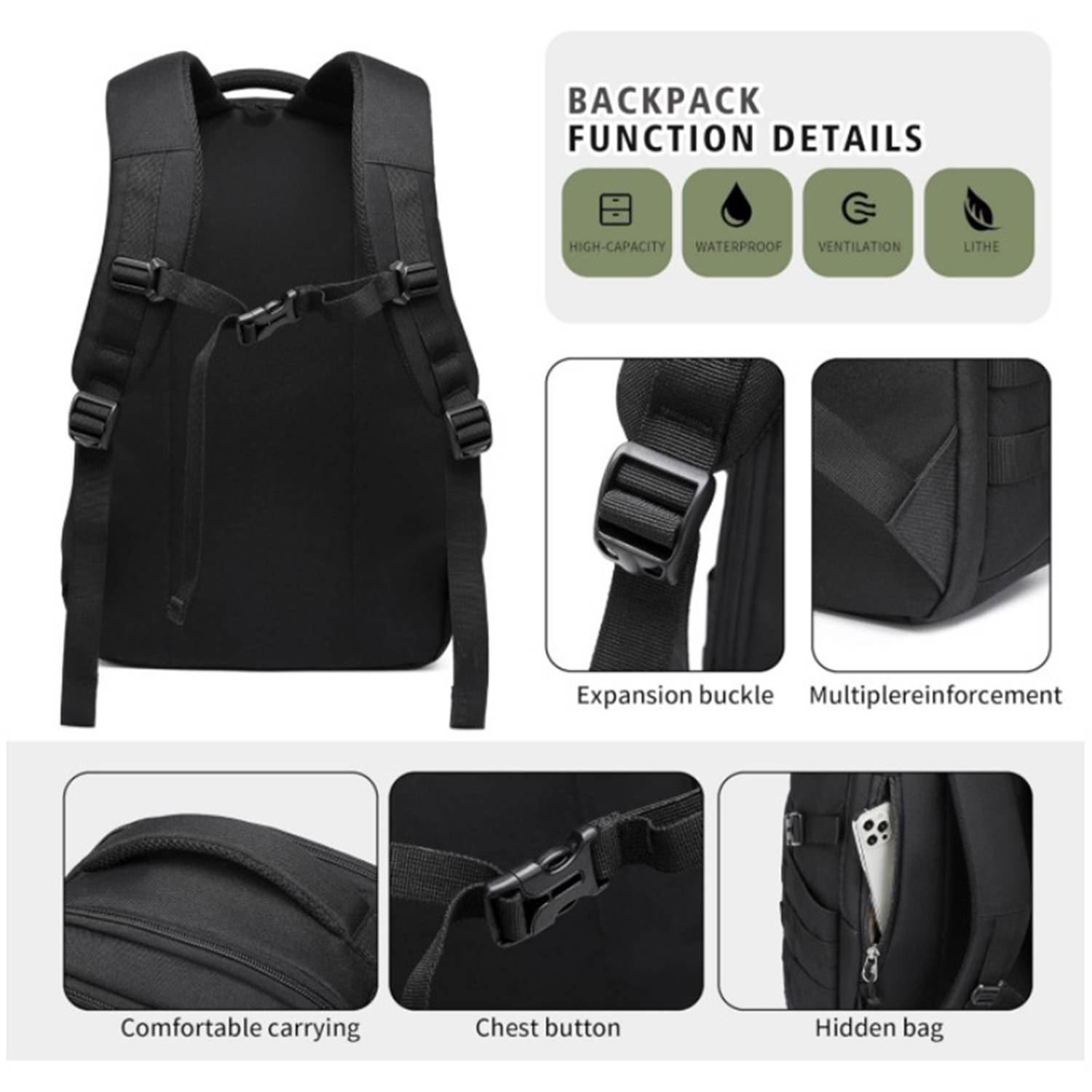 Multi Functional Oxford Tactical Backpack w/ Handle 5