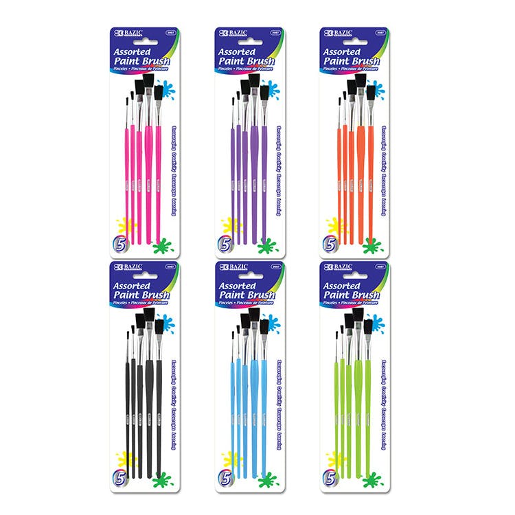 Kids' Paint Brush Sets - 5 Piece Assorted Colors 2