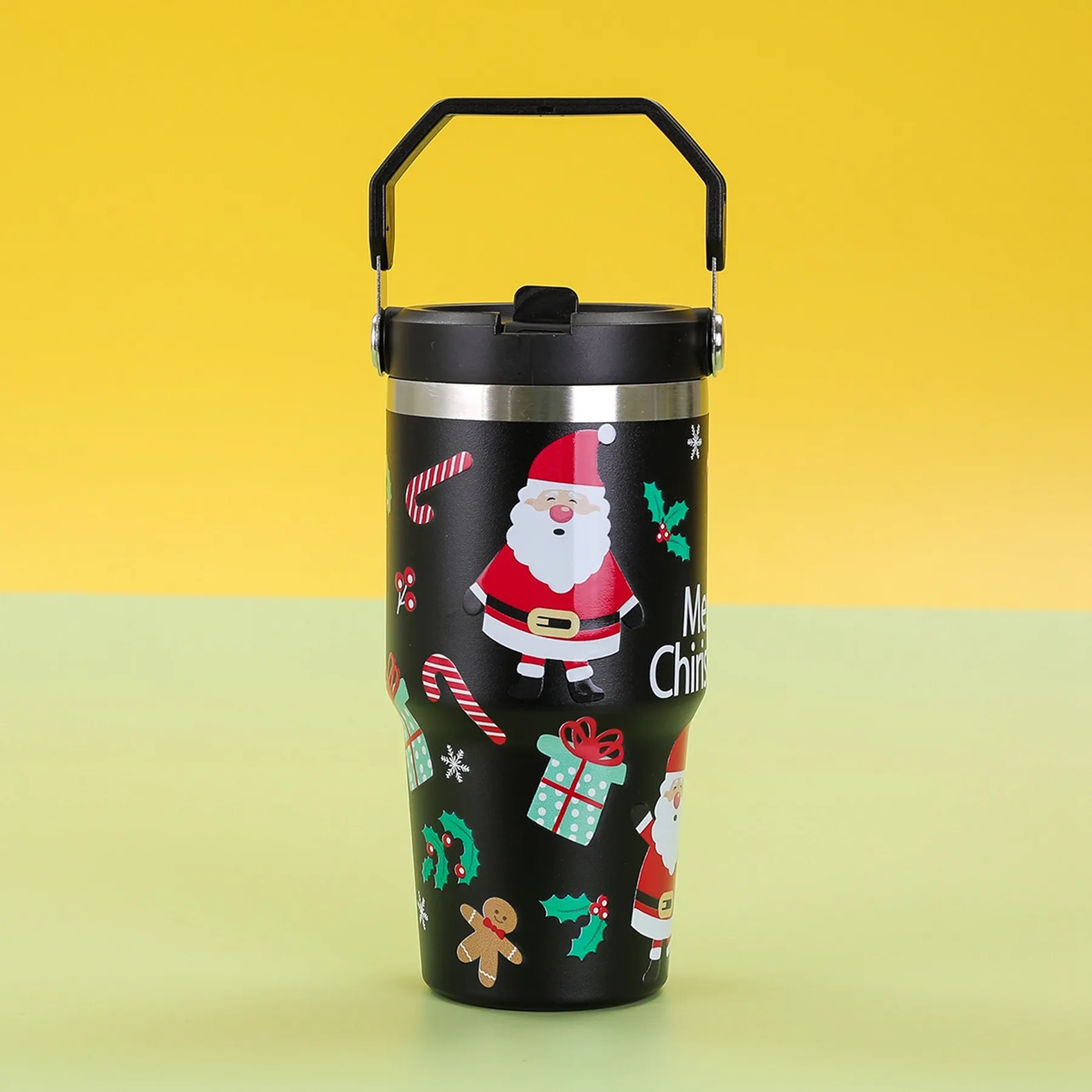 30 Oz. Custom Christmas Theme Vacuum Mug with Straw Lid 6