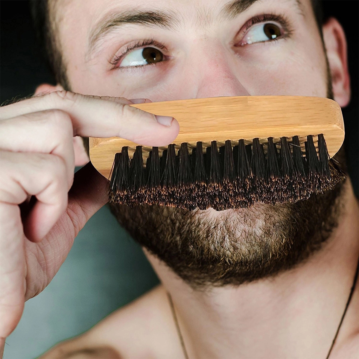 Custom Boar Bristle Beard Brush Wood Comb Grooming Kit 2