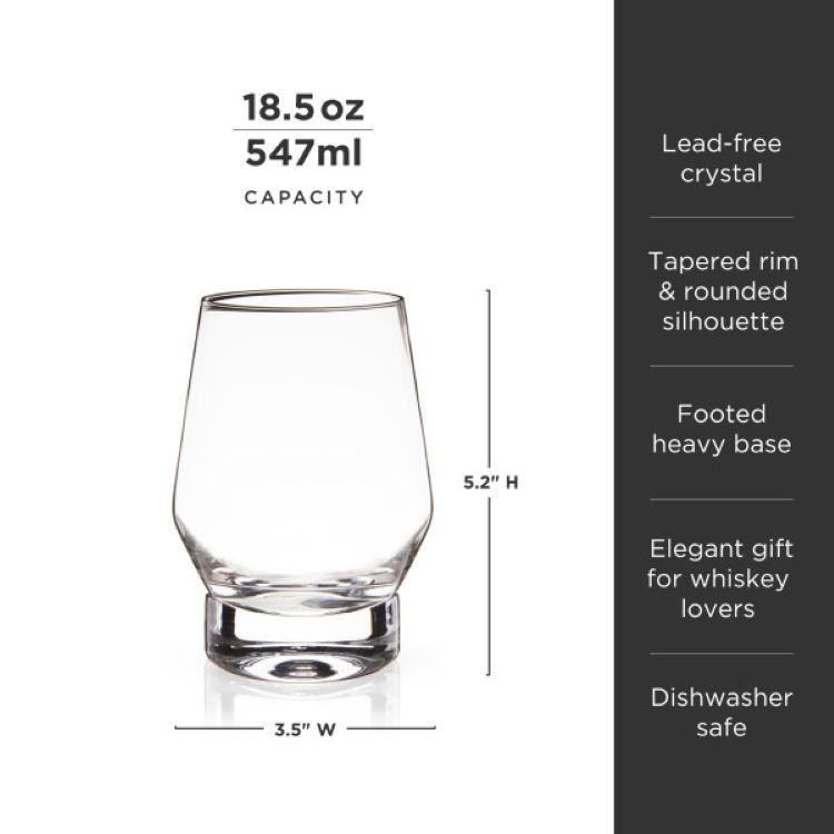 Viski® Raye Heavy Base Crystal Whiskey Glass, set of 2 1