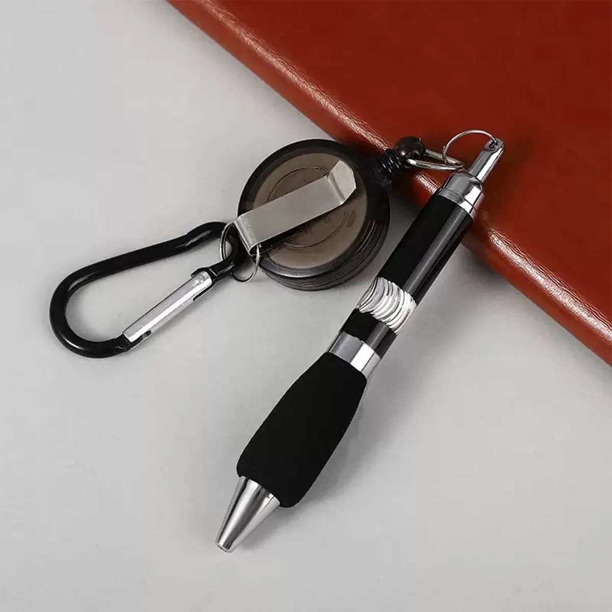 Retractable Drawstring Pen Badge Belt Clip Carabiner Set 4
