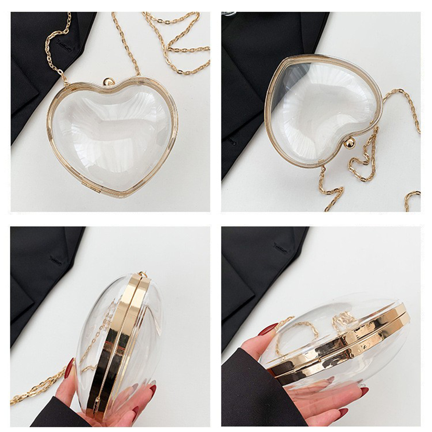 Transparent Heart shaped One Shoulder Crossbody Bag 2