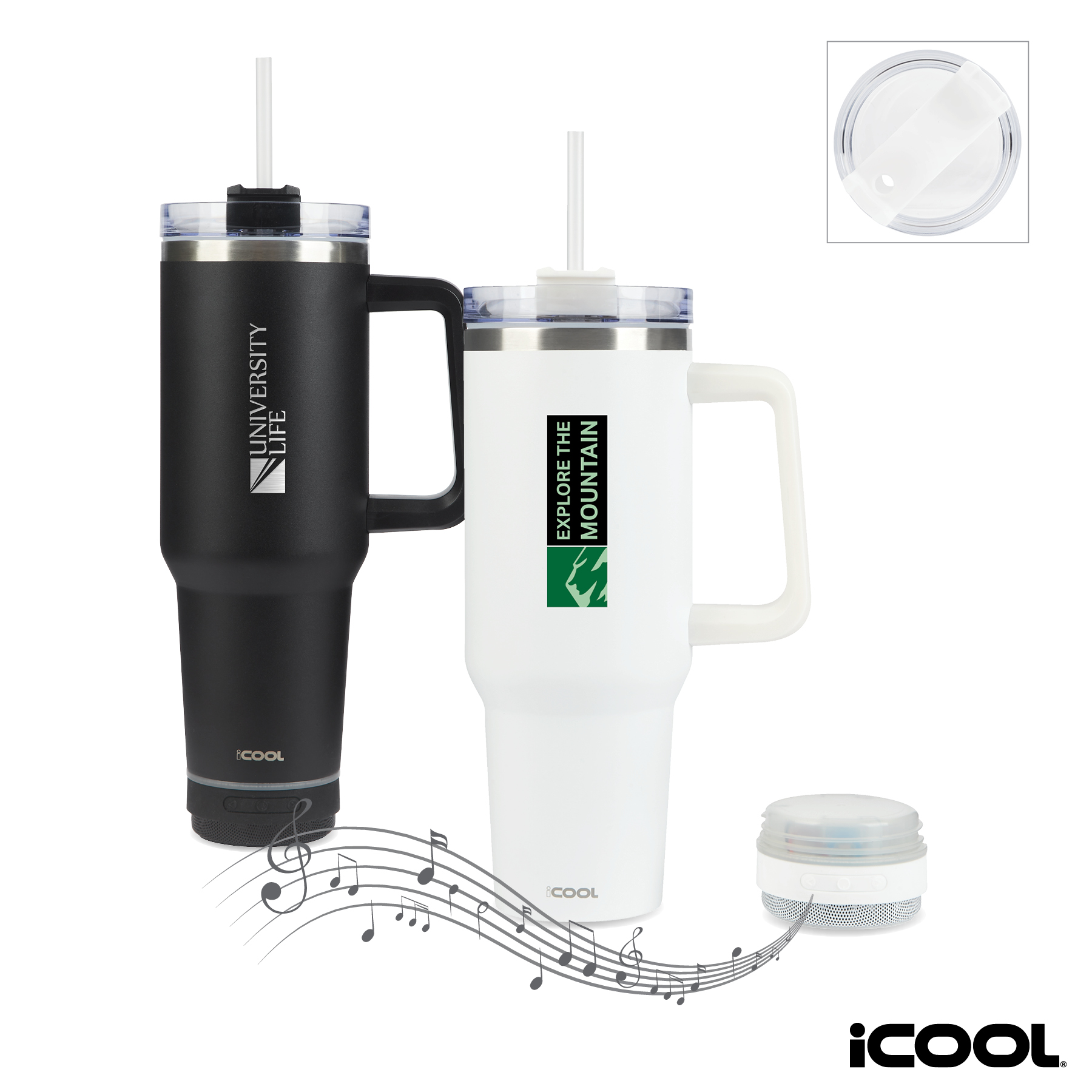 iCOOL® Borrego 40 oz. Double Wall, Stainless Steel Travel Mug with Speaker 13