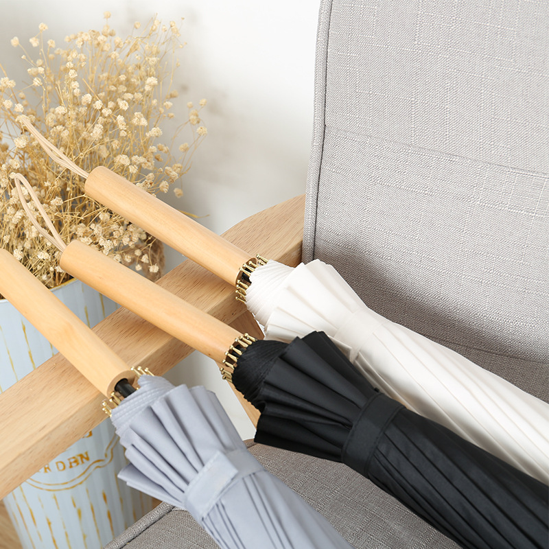 16 Ribs Umbrella with Wooden Handle 5