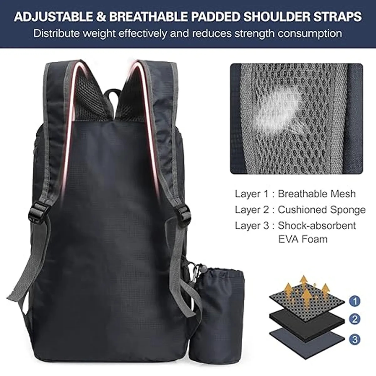 20L Lightweight And Travel Hiking Daypack Foldable Backpack 3