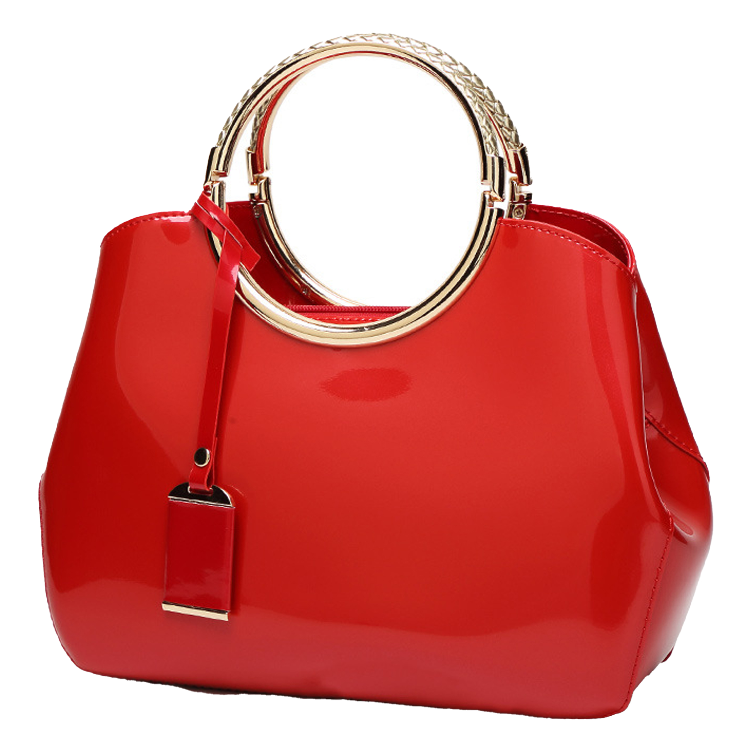 Pu Solid Color Glossy Handbag 2