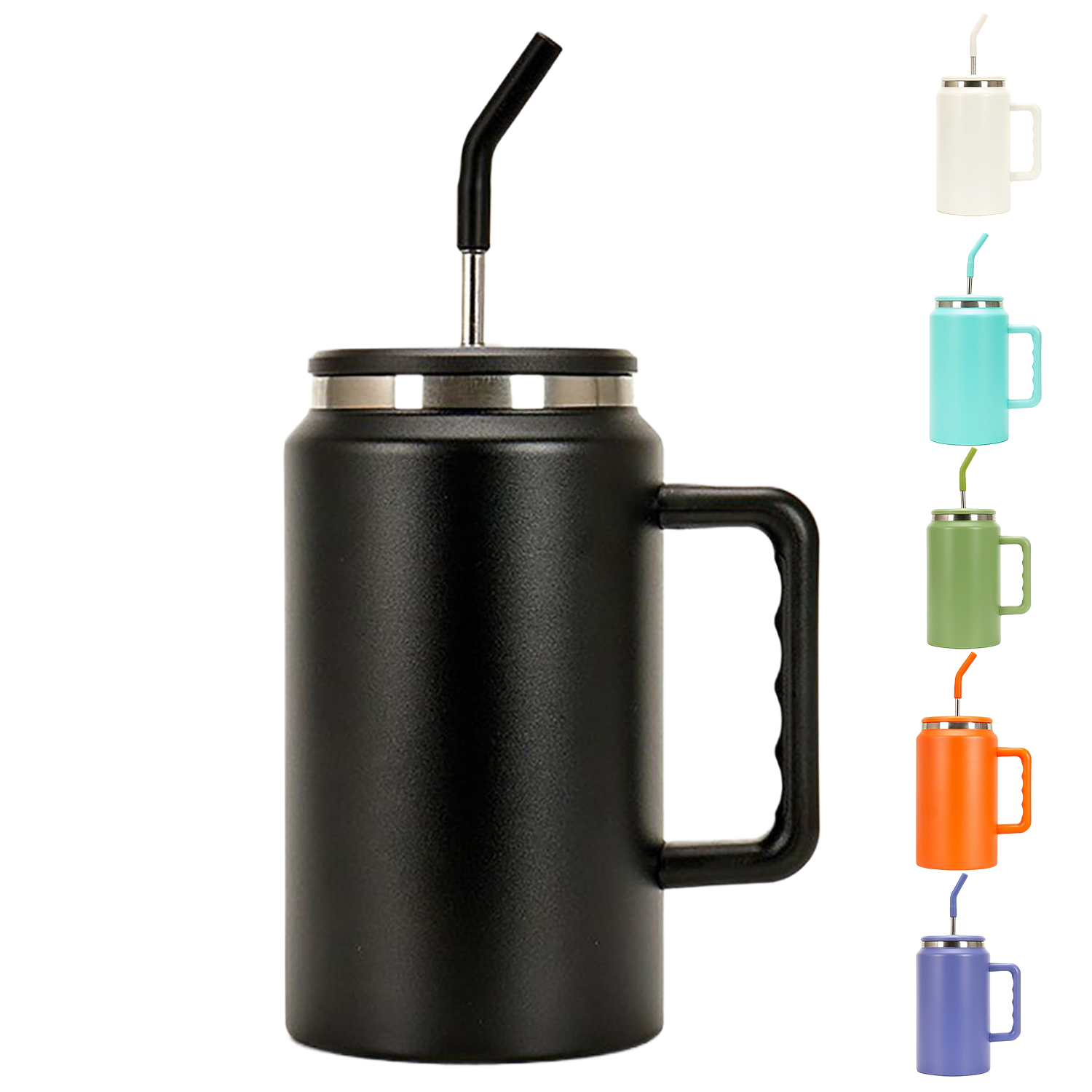 50 Oz Stainless Steel Mug w/ Straw, custom tumbler with logo imprint 5