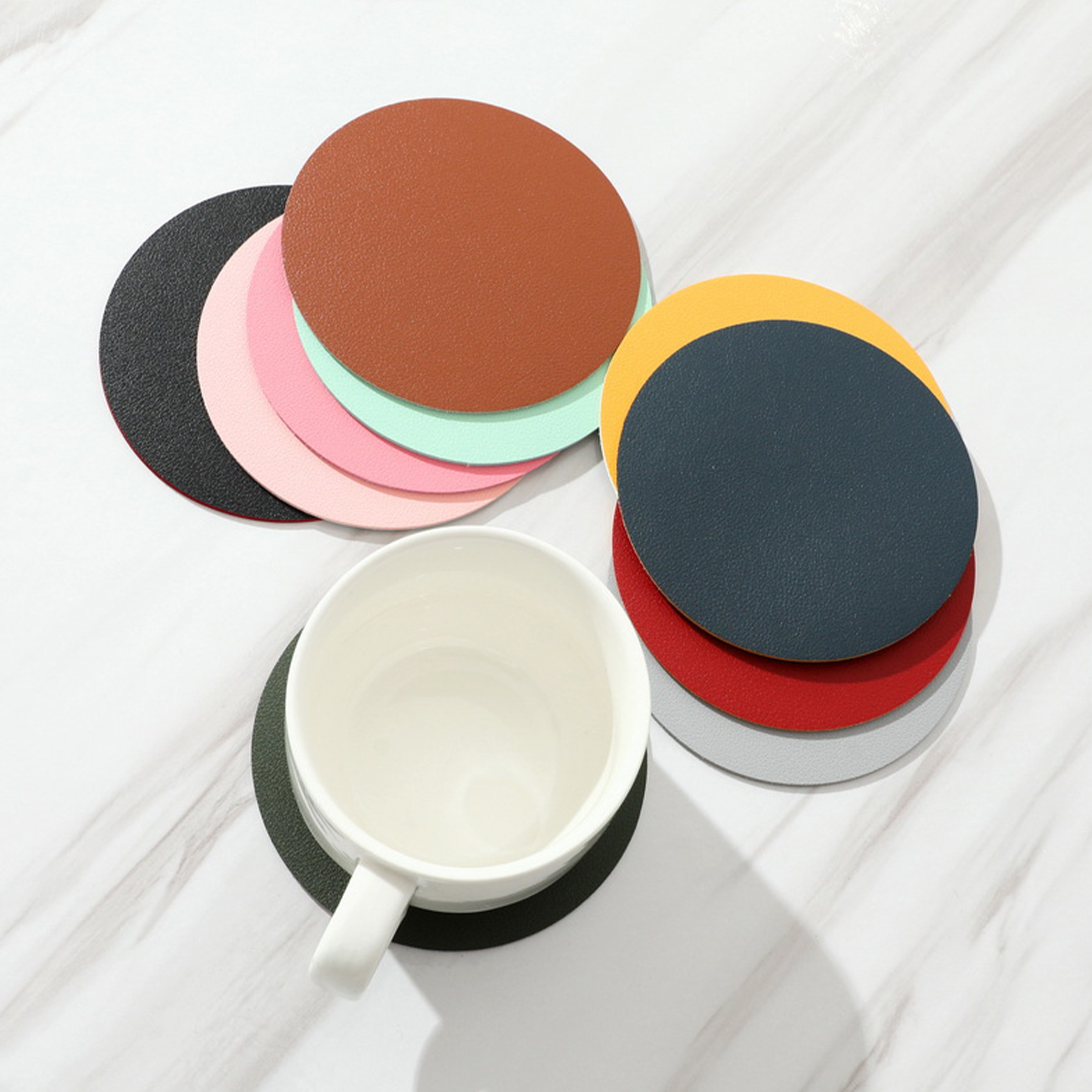 Pu Circular Double-Layer Waterproof Coaster 14