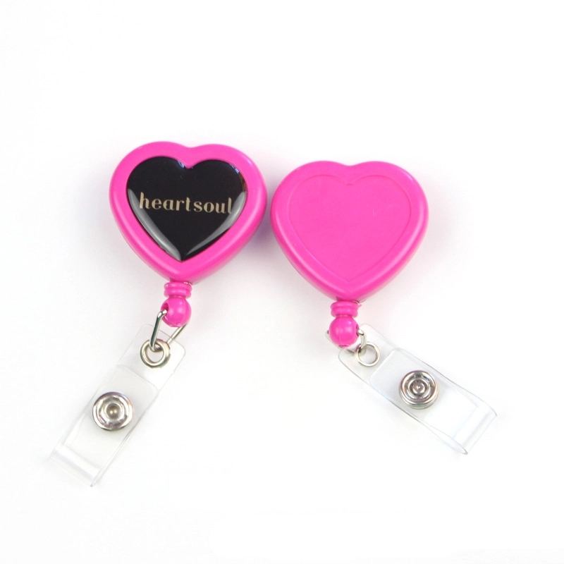 Heart Shaped Retractable Badge Holder - Full color 4