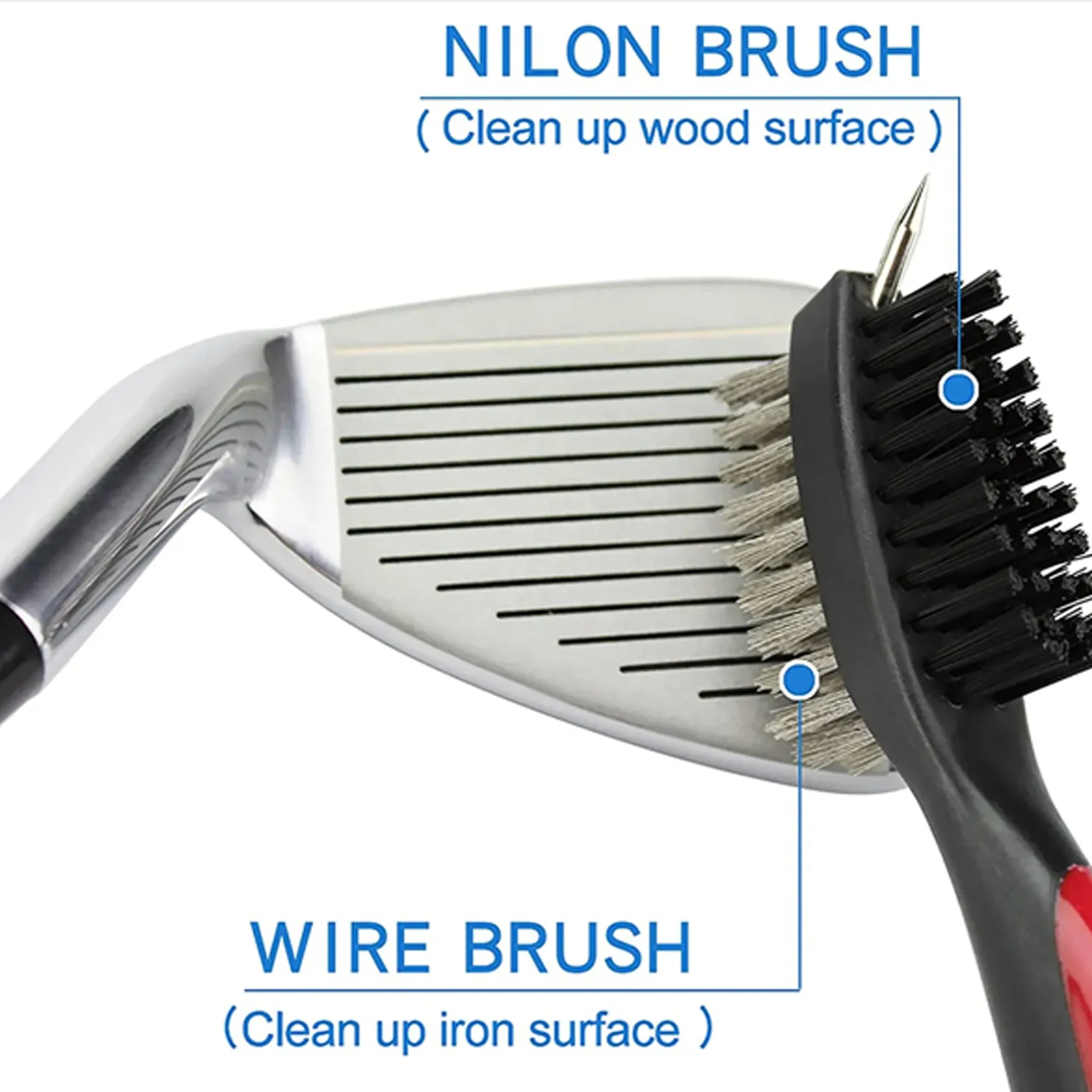 Golf Club Cleaning Brush With Retractable Keychain 3