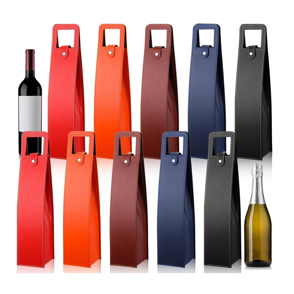 PU Leather Single Wine Bottle Bag with Handle Slot 7