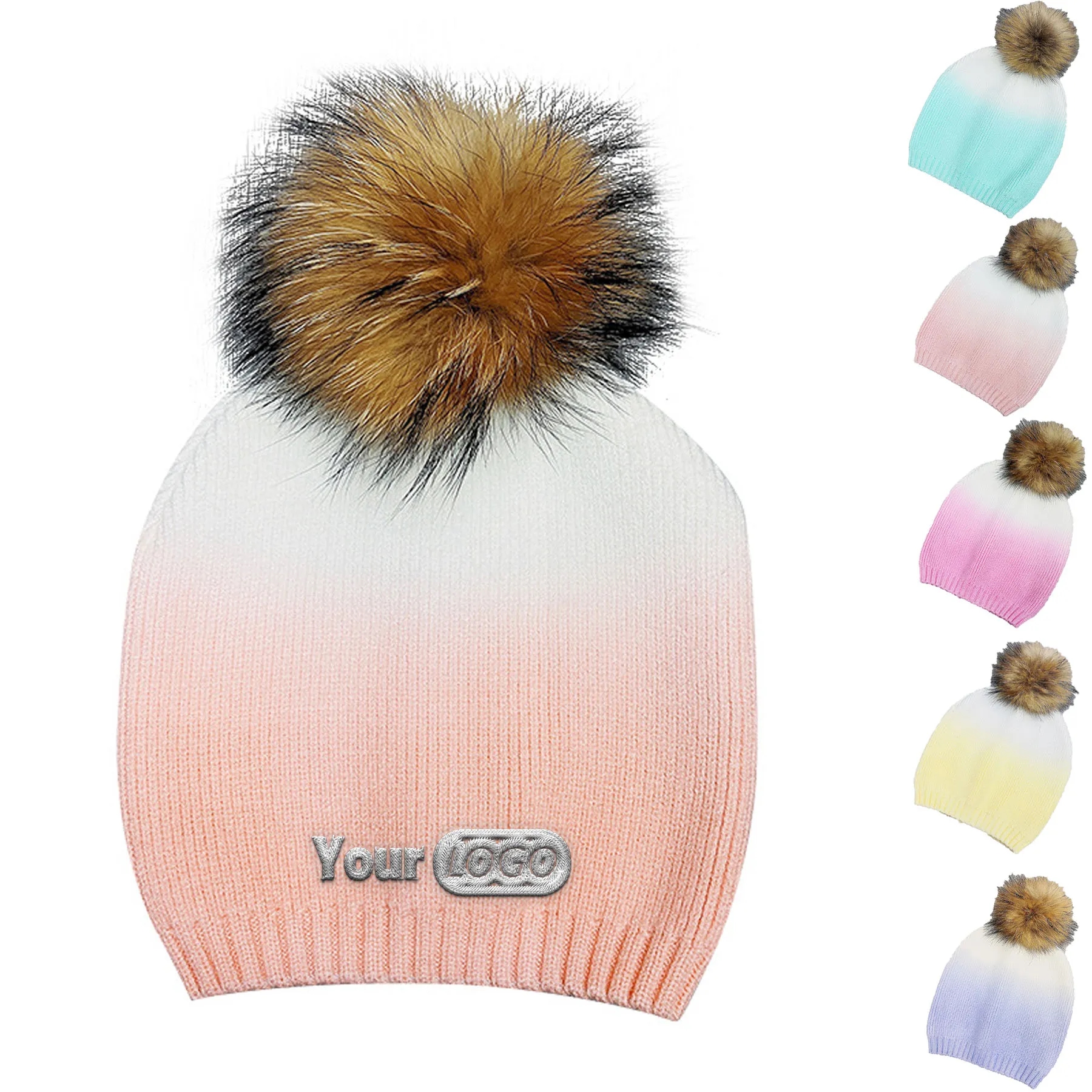 Color Gradient Dip-Dyed Knitted Beanie 3