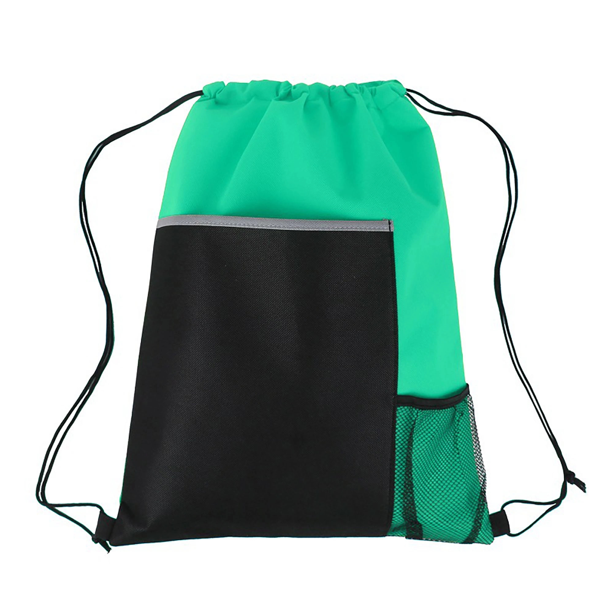 Mesh Pocket Sports Drawstring Backpack Bag 16