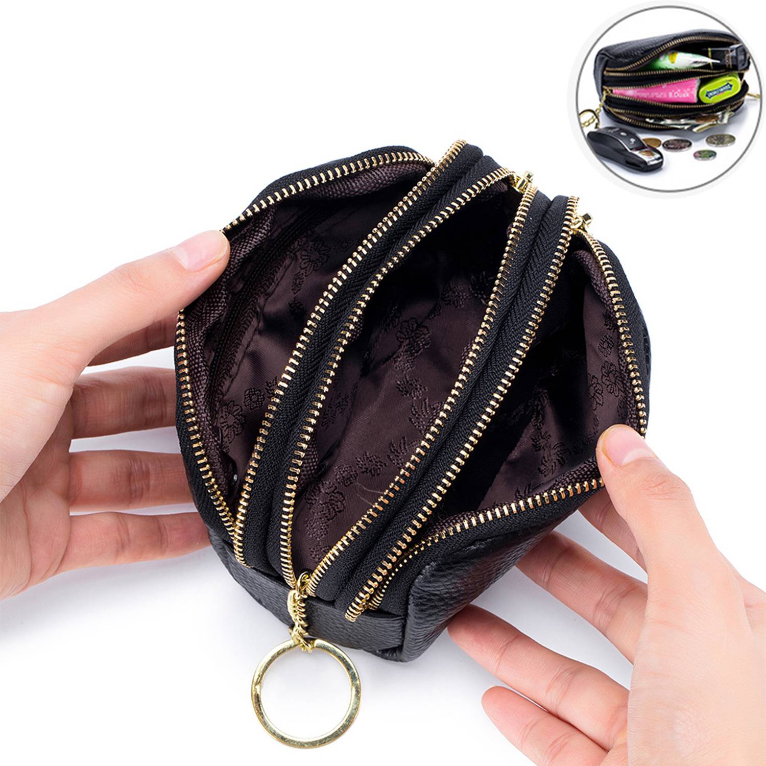 3 Zippered Pocket Change Pouch Wallet 2