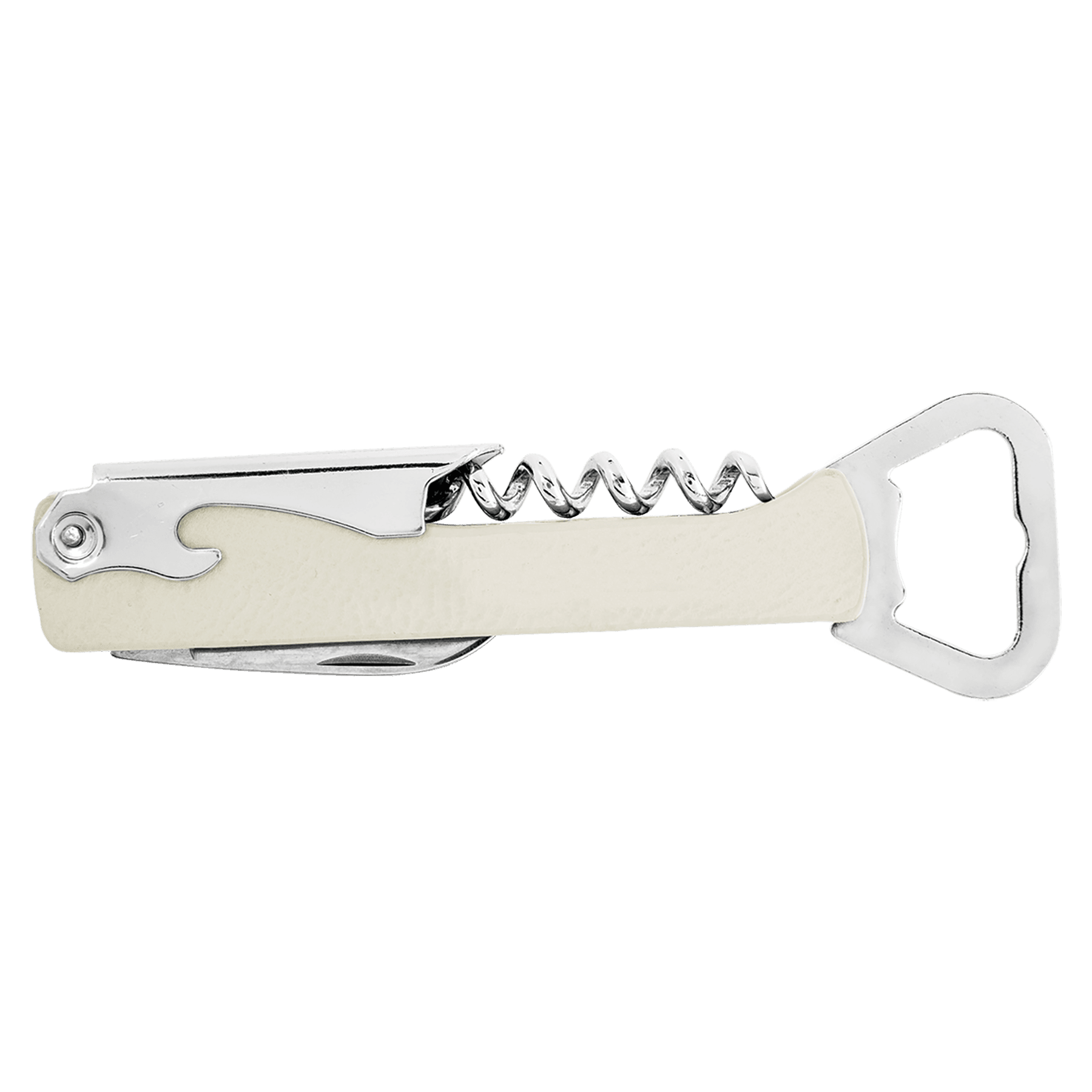 White Leatherette Wine Bottle Opener 2