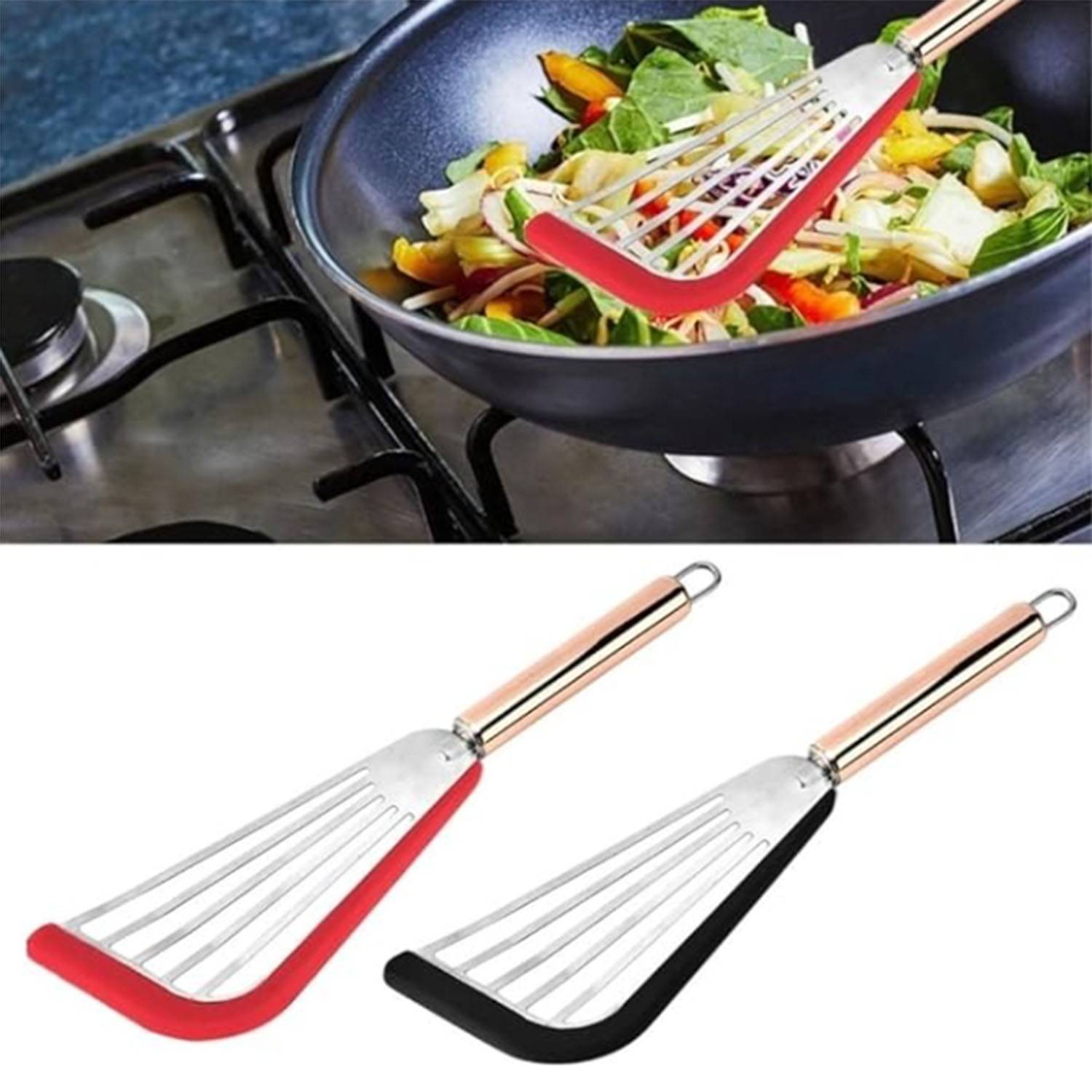 Silicone Stainless Steel Fish Spatula 3