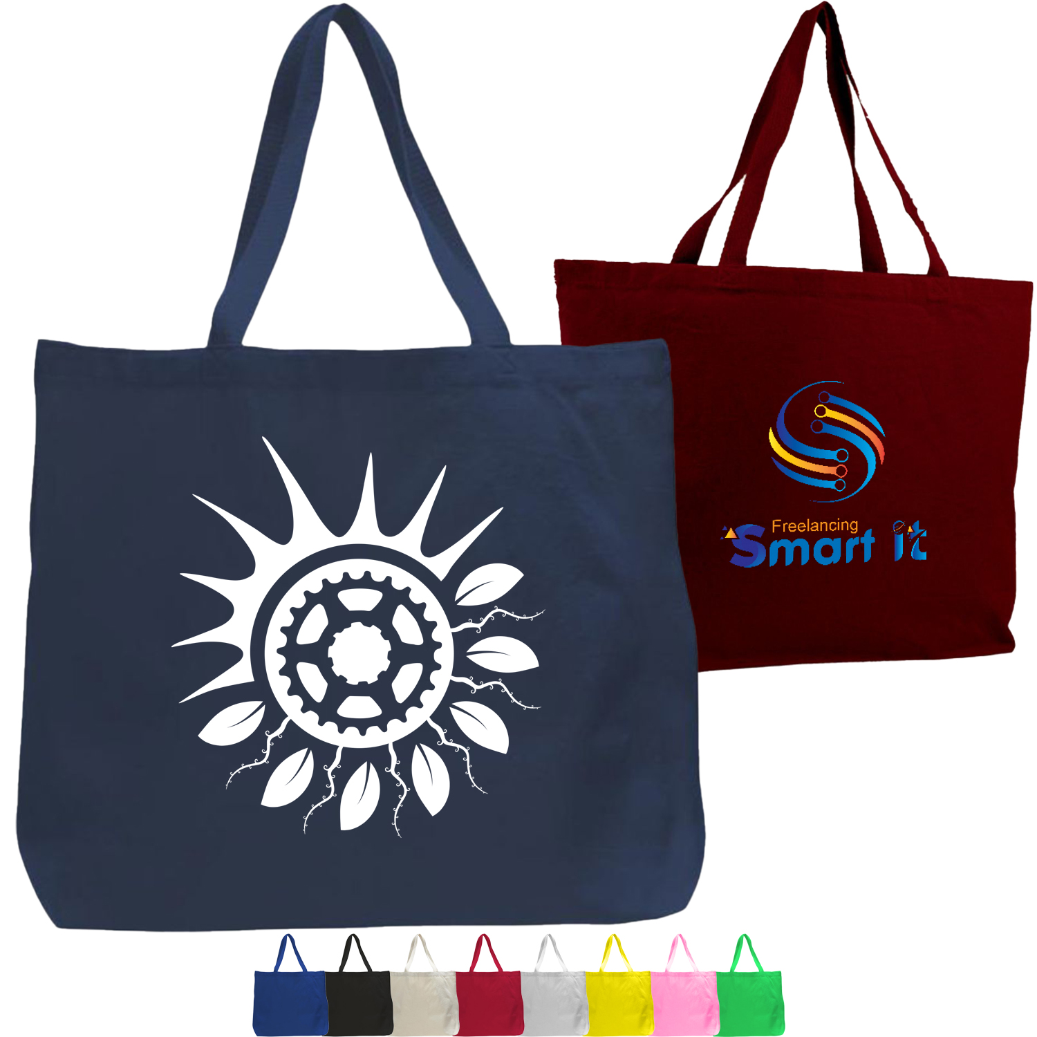 Cotton Canvas Jumbo Tote Bag with Long Handles USA Decorated (20" x 15"), custom tote bag with logo imprint 5