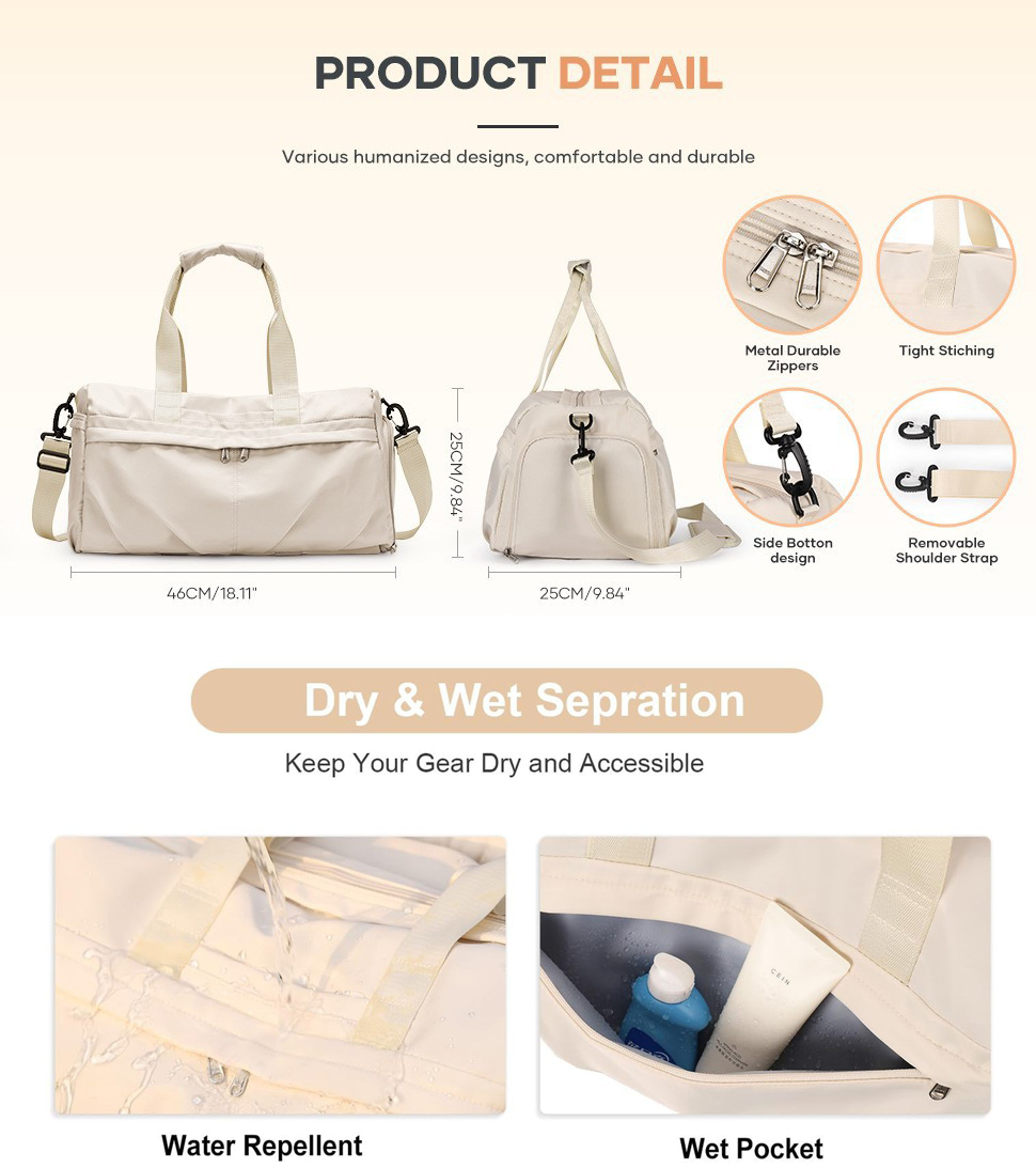 25L Waterproof Gym Sports Luggage Bag With Shoe Compartment 3